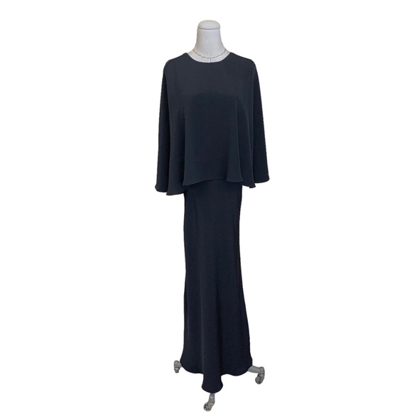 Alessandra Rich Black Capelet Silk Gown sz 40 - Picture 2 of 15